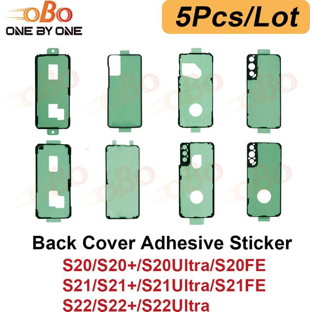 5 Stück wasserdichte Dichtungsaufkleber für Samsung S20 S21 FE S22 Plus Ultra Serie Rückgehäuse Kleber Reparatur-Set transparent - Bild 1