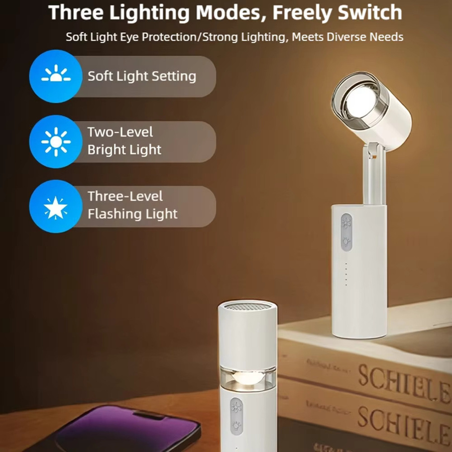 TINSOL Mini-Handventilator in Weiß mit 3000 mAh Akku und Beleuchtungsfunktion, tragbarer Hochgeschwindigkeits-Turbolüfter - Bild 3
