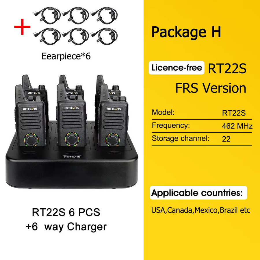 Retevis RT622 Walkie Talkie Set 6-teilig in Schwarz mit 6-Wege-Multi-Gang-Ladegerät für Hotel und Restaurant - Bild 5