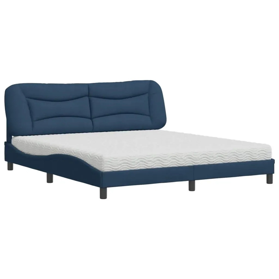 vidaXL Bett mit Matratze in Blau aus Stoff und Kiefernholz, B/T: 180 x 200 cm - Bild 2