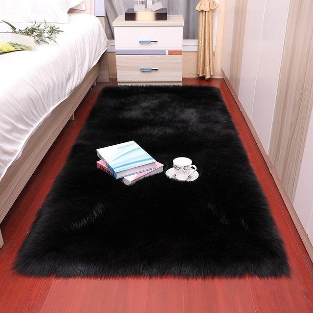 Yiran Furniture Kunstfell Teppich in Weiß, rechteckiger Plüschteppich für Wohnzimmer und Schlafzimmer, B/T: 60 x 40 cm - Bild 1