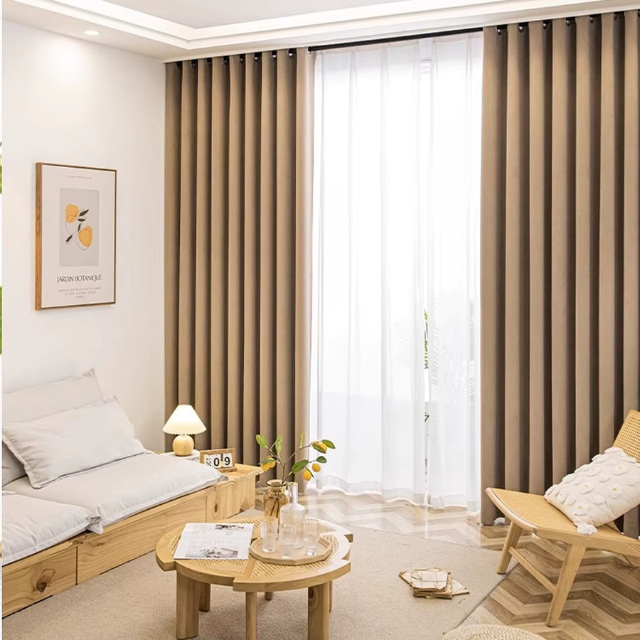 CENTURyMiG Verdunkelungsvorhang in Beige, moderner Stoff-Vorhang mit geräuschreduzierender Funktion und Eisenringen, Breite: 100 cm - Bild 3