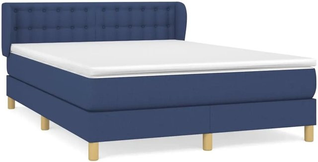 vidaXL Boxspringbett mit Matratze Blau, Hybridbett mit Taschenfederkern, B/T: 140 x 200 cm - Bild 1