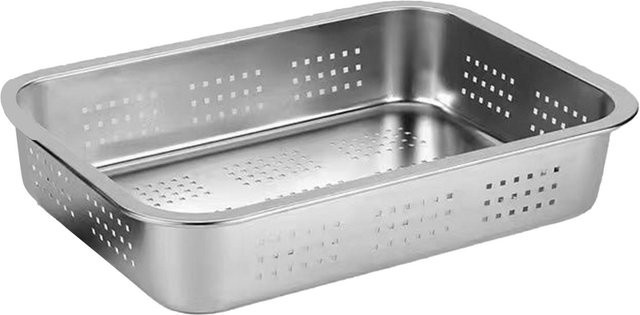 TOMTOP JMS Gemüsewaschkorb aus Edelstahl in Silber, rechteckiger Siebkörb mit Ablagefunktion für die Küche - Bild 1