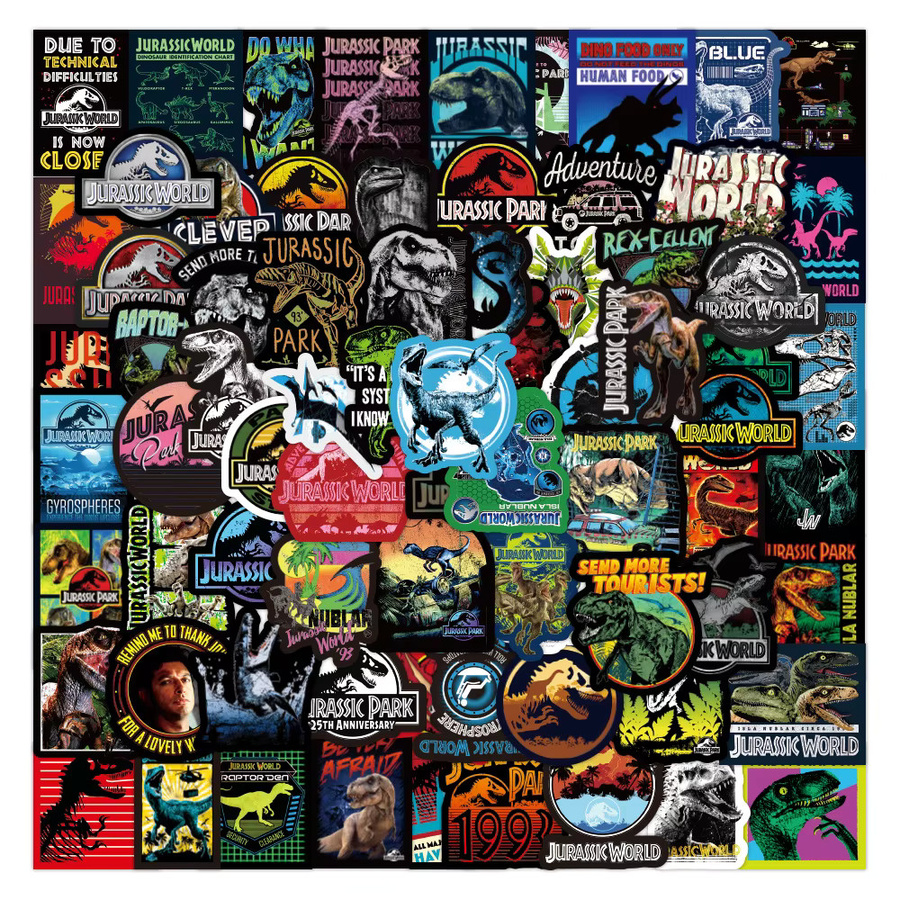 Jurassic Park Dinosaurier Graffiti Aufkleber Set in Multicolor für DIY Möbel und Dekoration, 50 Stück - Bild 4