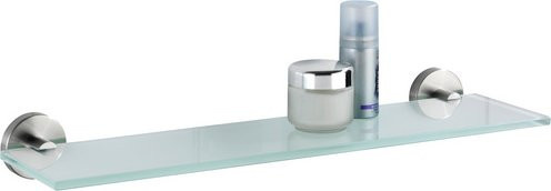 Wenko Glas Wandablage Bosio aus Edelstahl und satiniertem Glas in Silberfarben - Bild 1