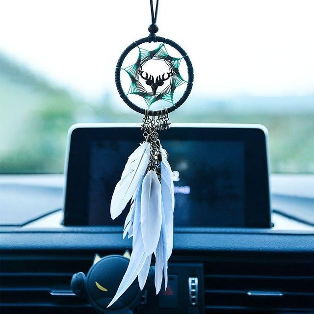 ZAAA Traumfänger Auto Anhänger in Schwarz als kreative Rückspiegel Dekoration im Boho-Stil - Bild 1