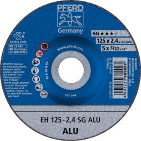 PFERD Trennscheibe SG ALU Leistungslinie blau Durchmesser: 125 mm, Dicke: 2,4 mm, Bohrung: 22,23 mm für Aluminium - Bild 1