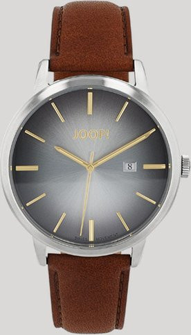 Joop! Armbanduhr Edelstahl, Leder, Silber, Braun, Herren - Bild 1