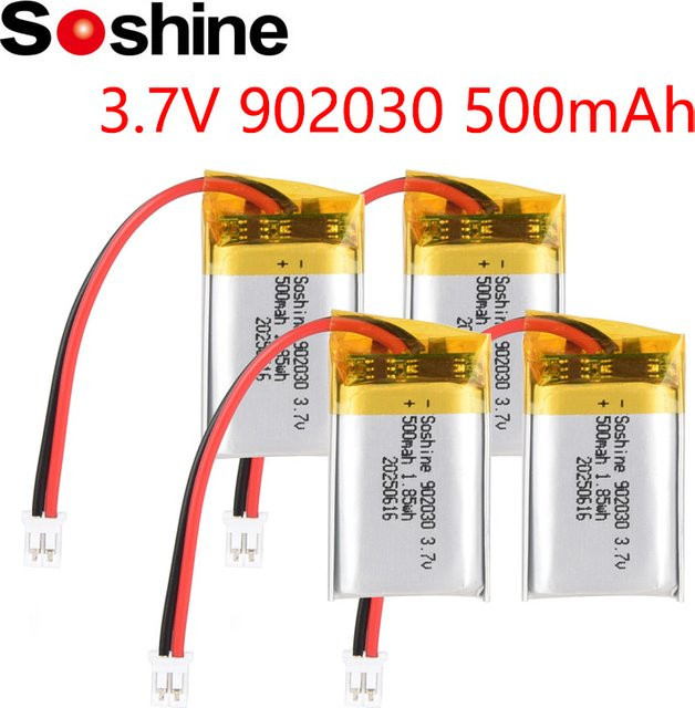 Soshine 902030 Lithium-Polymer Akku 3,7 V 500 mAh in Silber für GPS-Geräte und Solarlicht - Bild 1