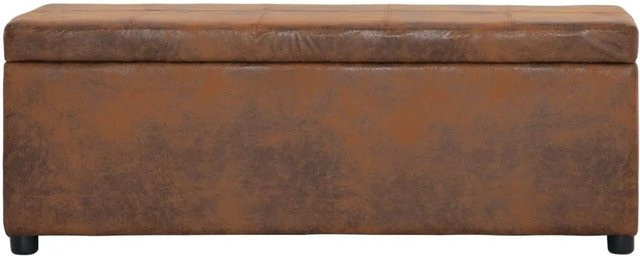 vidaXL Bank mit Staufach in Braun mit Wildleder-Optik, B/T/H: 116 x 43 x 38 cm - Bild 1