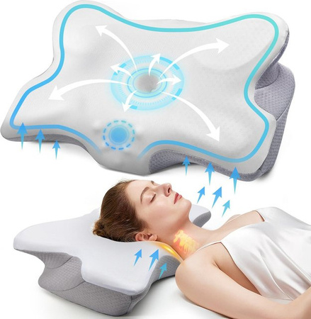 Pulatree Orthopädisches Nackenkissen aus Memory-Schaum gegen Nacken- und Schulterschmerzen, ergonomisches Nackenstützkissen, B/H/T: 55,88 x 14,0 x 35,56 cm