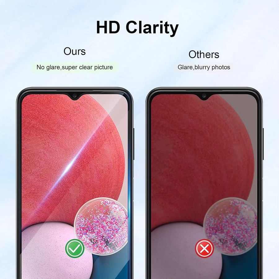 Kratzfester Displayschutz für Samsung Galaxy A12, A13 und A32 5G in Transparent mit rotem Akzent - Bild 5