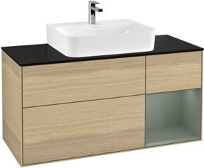 V&B Waschtischunterschrank Finion in Platinbraun matt mit Regalfach rechts, Breite: 120 cm, Tiefe: 50,1 cm, Höhe: 50,1 cm - Bild 1