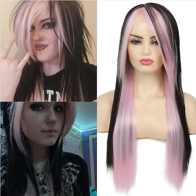 HAIRJOY Perücke, Synthetisches Haar, Rot Schwarz, Gerade, Damen - Bild 1