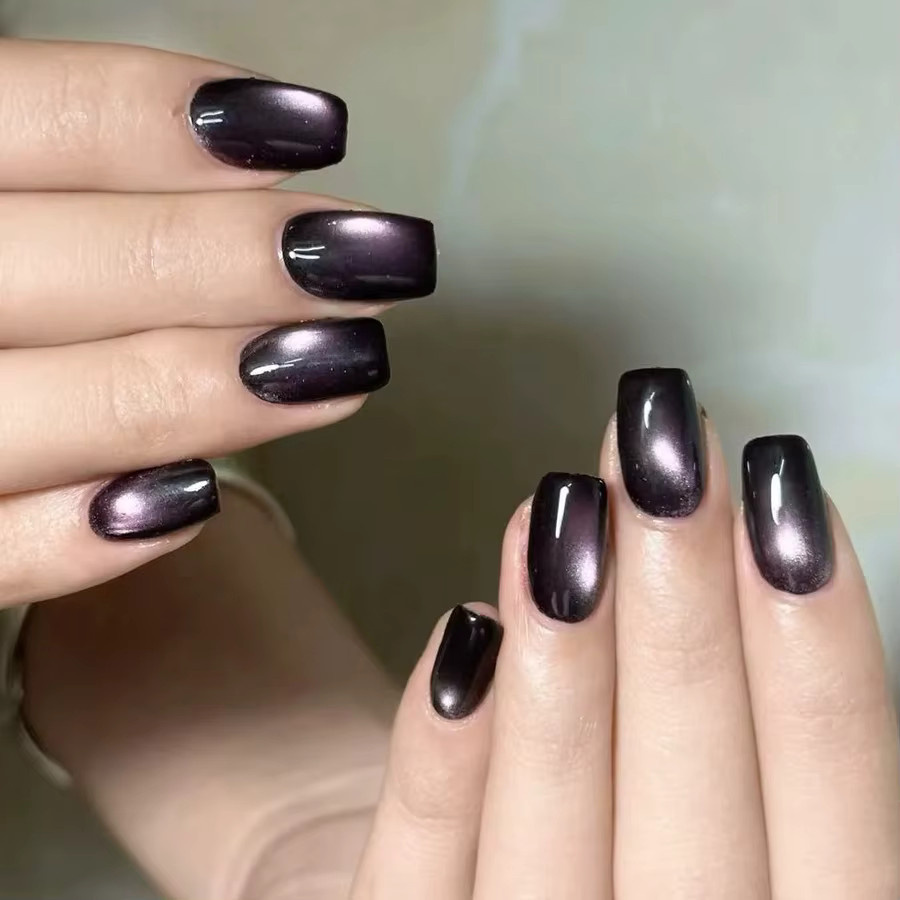 QAZIXU Cat Eye Gel Nagellack, Schwarz, Schimmernd - Bild 2