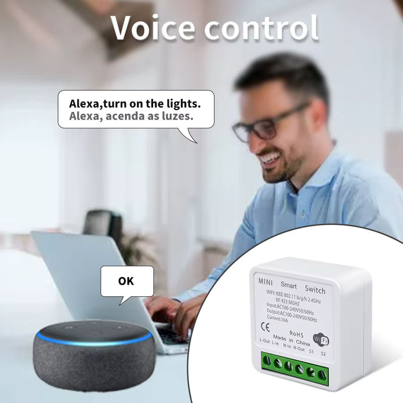 Tuya Smart WiFi Schalter 16A mit 2-Wege-Steuerung und RF433 MHz, weißes Wandpanel für SmartLife App, Alexa und Google Home Sprachsteuerung - Bild 3