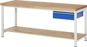 Rau Werkbank 8001A7 höhenverstellbar mit 1 Schublade, B/T/H: 200 x 70 x 84-104 cm - Bild 1