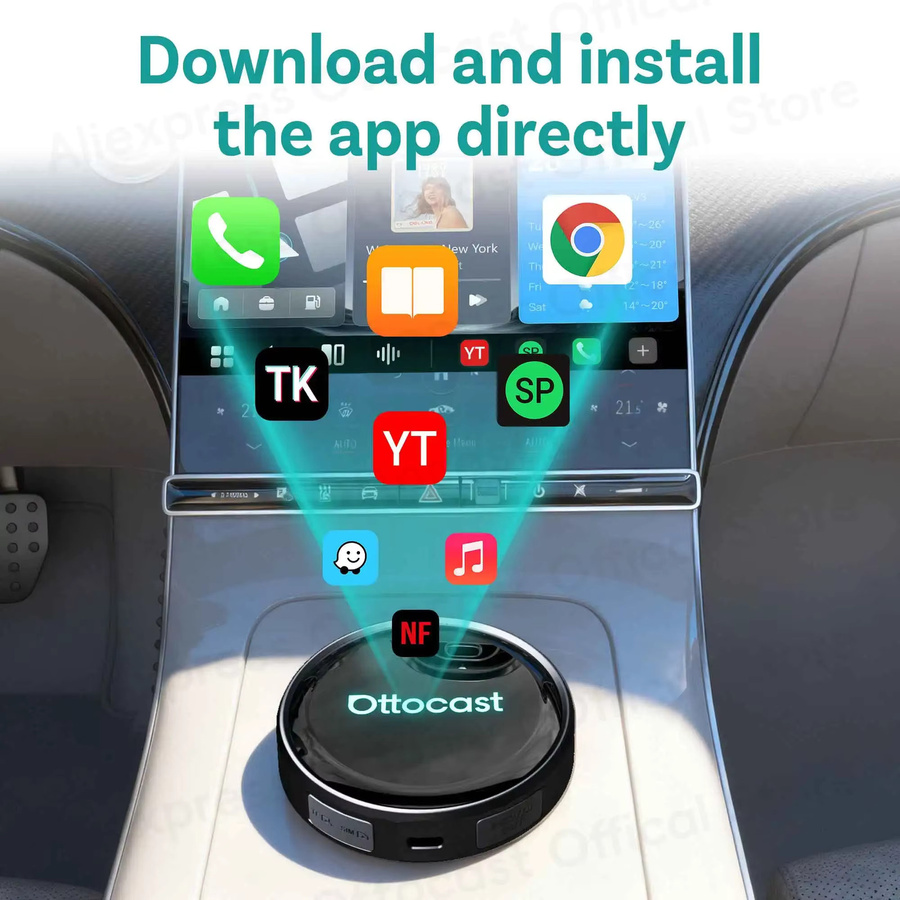 OTTOCAST P3 PRO AI Box Android TV Box mit HDMI-Ausgang für kabelloses CarPlay und Android Auto in Schwarz - Bild 2