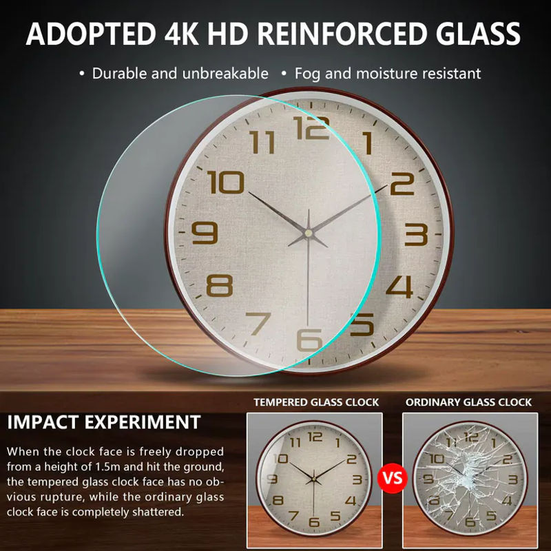 Mabpedo Wanduhr Vintage Analog Rund mit Glas und geräuschlosem Mechanismus in Weiß oder Schwarz - Bild 4
