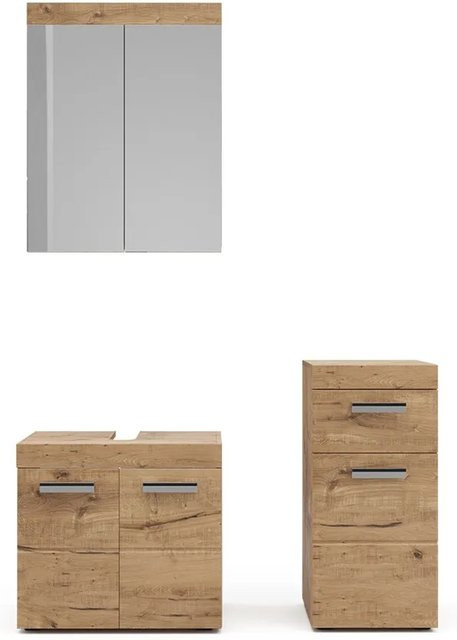 Vicco Badmöbel Set Luna in Eiche mit Spiegelschrank, Midischrank und Unterschrank - Bild 2