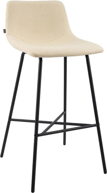 DELUKE Barhocker GEKEL in Creme mit Lehne aus Stoff und Metall im skandinavischen Design, B/T/H: 44 x 49 x 98 cm - Bild 1