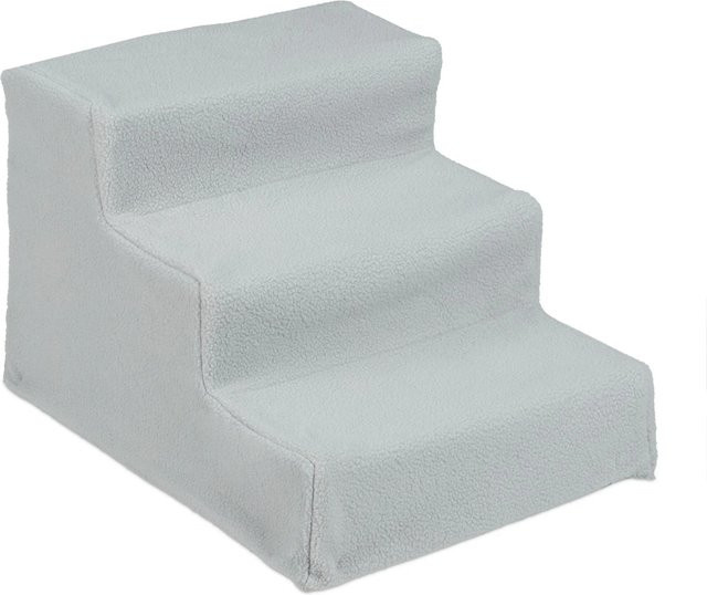 Relaxdays Hundetreppe aus Kunststoff in Grau mit 3 Stufen, Waschbar, B/T/H: 30 x 35 x 45 cm - Bild 1
