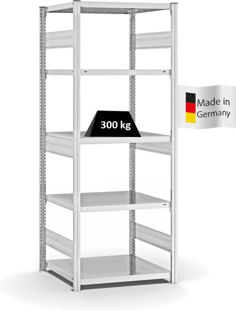 PROREGAL Fachbodenregal Stecksystem T-Profil Heavy-Duty Grundregal, 5 Ebenen, Lichtgrau, H x B x T: 200 x 75 x 60 cm - Bild 1