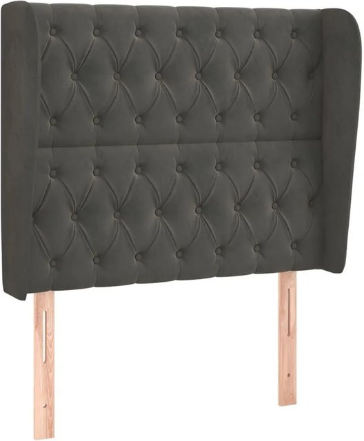 vidaXL Kopfteil mit Ohren in Dunkelgrau aus Samt, B/T/H: 103 x 23 x 118/128 cm - Bild 1