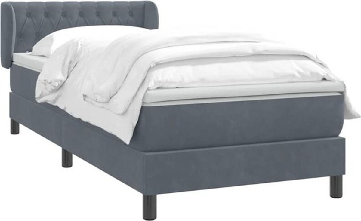 vidaxl Boxspringbett mit Matratze aus Samt in Dunkelgrau B/L: 80 x 220 cm - Bild 1