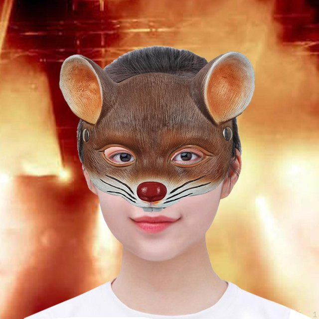 3D-Maus Halbgesichtsmaske Kostüm Cosplay, Braun, Schaumstoff - Bild 1