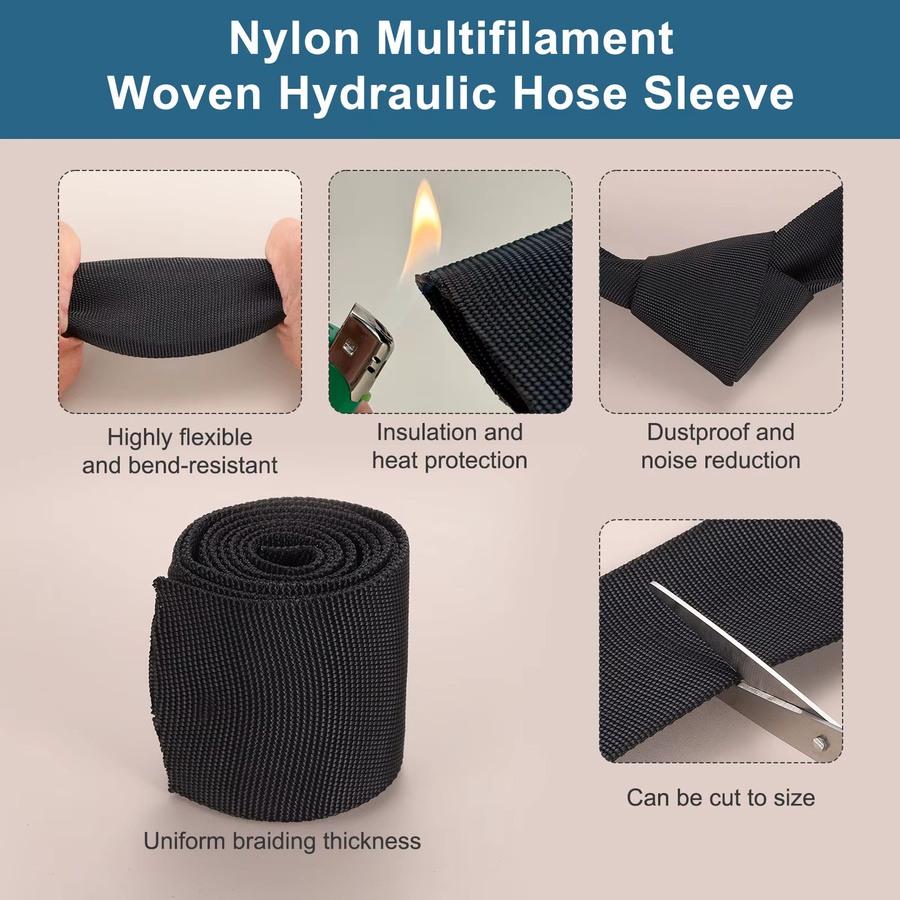UXCELL Nylon-Schutzmanschette Kabelabdeckung in Schwarz für Hydraulikschläuche und Schweißkabel - Bild 3
