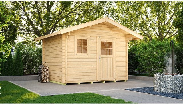 WEKA Premium Gartenhaus aus europäischer Fichte mit Satteldach in Beige, B/H/T: 380 x 262 x 300 cm - Bild 1