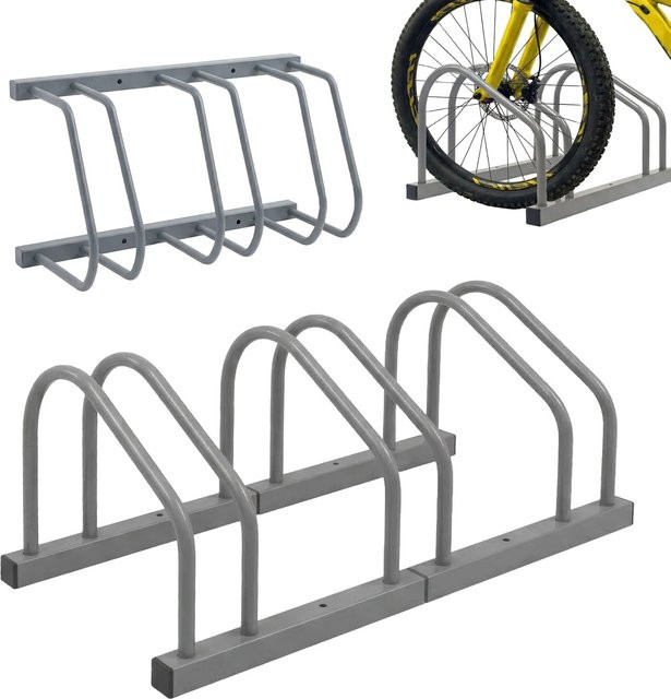 Relaxdays Fahrradständer aus Stahl in Silber für 3 Fahrräder zur Boden- und Wandmontage, B/T/H: 75 x 27 x 24 cm - Bild 1