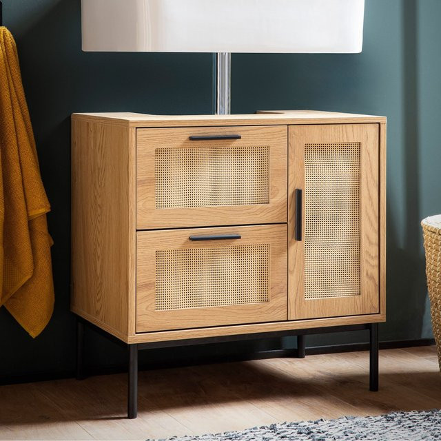 Waschbeckenunterschrank FineBuy Badschrank mit Schublade und Geflecht in modernem Design B/T/H: 60 x 40 x 60 cm - Bild 1