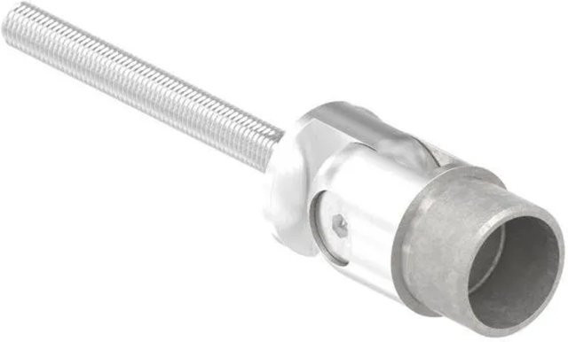 FeNau Wandhalter V2A aus Edelstahl in Silber für Rohr 33,7 x 2,0 mm mit Gelenk zum Einbetonieren - Bild 1