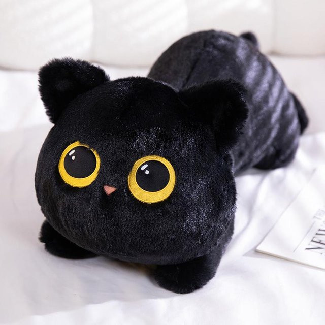 Yiran Health & Beauty Kawaii Schwarze Katze Plüschtier Puppe, 70cm, ab 14 Jahre - Bild 1