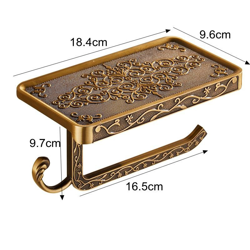 SEEQS Badezimmerregal mit Toilettenpapierhalter und Telefonablage aus Bronze in Gold, Wandmontage, Modell E654 - Bild 2