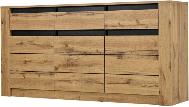 Merax Sideboard Modern in Braun mit 3 Schubladen, B/T/H: 135 x 35 x 70 cm - Bild 1