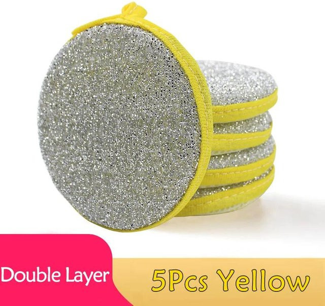 JMG Household Supplies Doppelseitige Geschirrspülschwämme aus Mikrofaser für die Küchenreinigung, Gelb, Pink, Grün - Bild 1