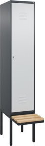 C+P Spind Classic PLUS Garderobenschrank mit Sitzbank, 1 Abteil, Zylinderschloss, 4 Garderobenhaken, Buche-Hartholz, B/T/H: 212 x 40 x 81,5 cm - Bild 1