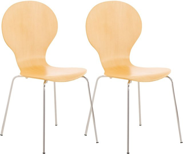 CLP 2er Set Stapelstuhl Diego Konferenzstuhl mit Holzsitz und Metallgestell - Bild 1