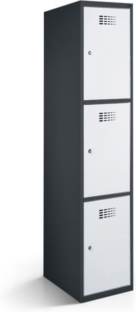 rotstahl Fächerschrank mit 3 Fächern in Anthrazitgrau und Hellgrau, B/T/H: 30 x 50 x 180 cm - Bild 1