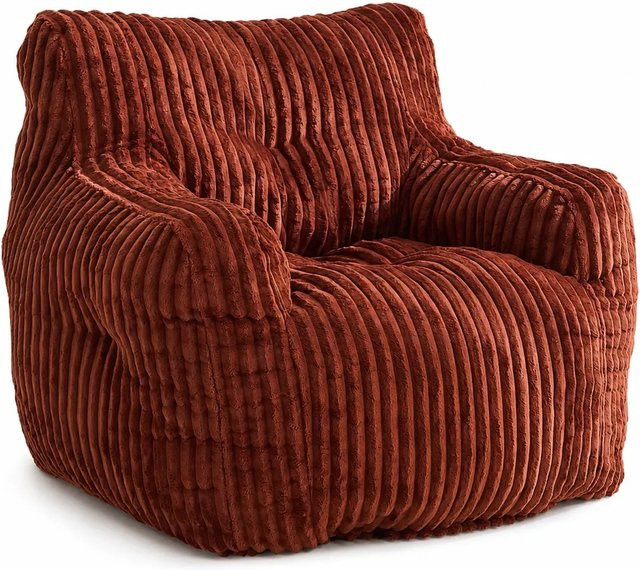 PXloue Einzelsofa Sitzsack in Rot mit Cordbezug und Memory Schaumstoff Flocken, B/T/H: 100 x 94 x 72 cm - Bild 1