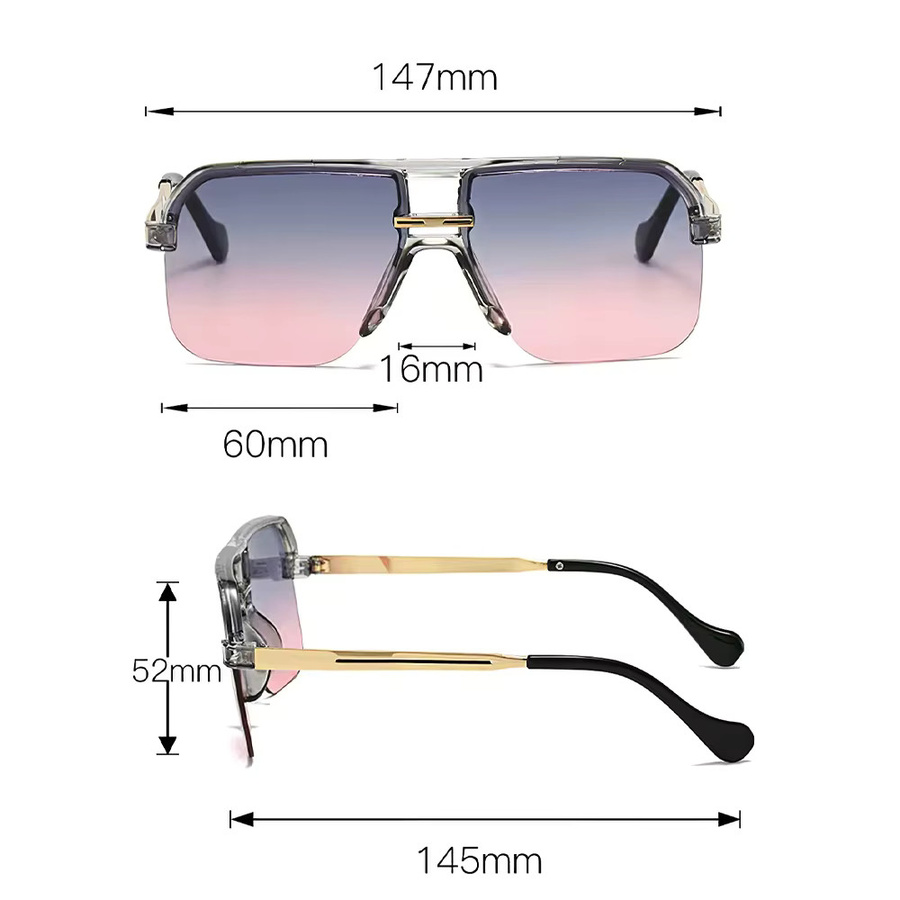 YuYing Sonnenbrille Damen, quadratisch, transparent, gelb, rosa, Farbverlauf - Bild 2