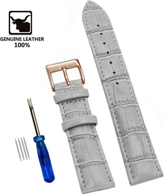 Ka Chen Muxi Uhrenarmband Leder, 16mm, grau, Herren - Bild 1