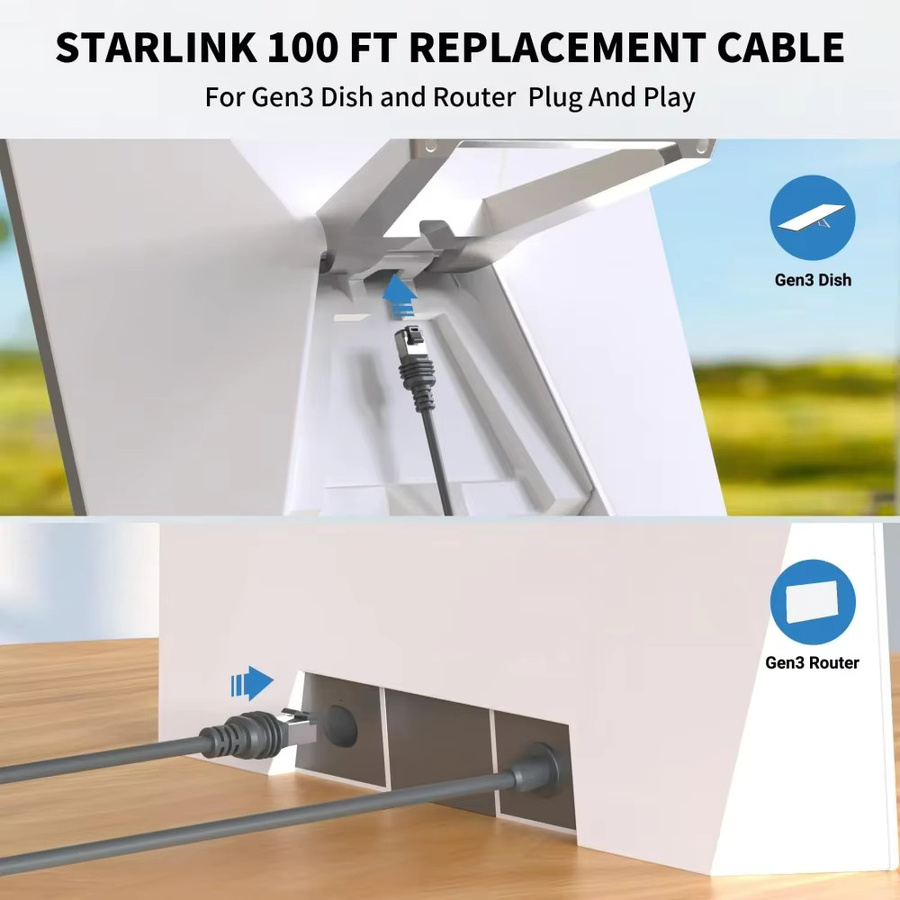 ZOERAX Starlink Gen 3 Ethernet-Kabel CAT5e/CAT6 FTP 26AWG OFC für Starlink Router mit 1000/1200Mbps Geschwindigkeit - Bild 5