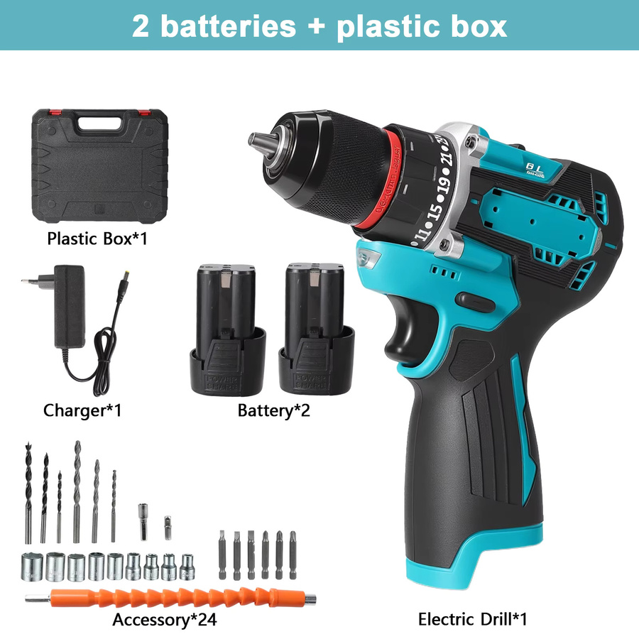 Betuyoo 29-teiliges Mini-Akku-Bohrschrauber-Set in Blau mit 16,8 V, 55 Nm Drehmoment und 24+1 einstellbarer Kupplung - Bild 6