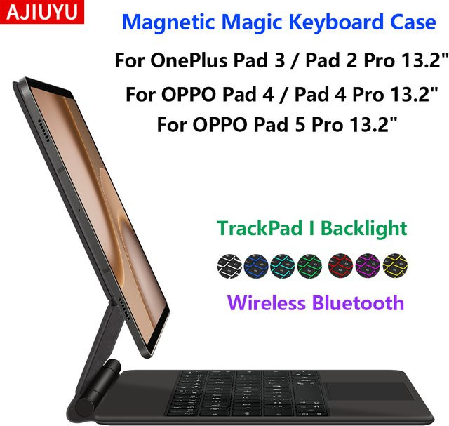 AJIUYU Magic Keyboard mit Trackpad für OPPO Pad 4/4 Pro 13,2 Zoll, Pad 5 Pro 2026 und OnePlus Pad 3/2 Pro 13,2 Zoll, Hülle in Schwarz - Bild 1