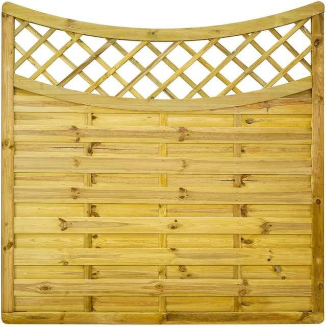 GartenLand Dichtzaun VARIO MASSIV Gebogen mit Rankgitter aus Kiefer Holz in Grün, blickdicht, H x B: 180 x 180 cm - Bild 1